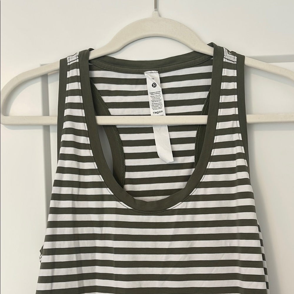 Lululemon Striped Green and White Tank Top